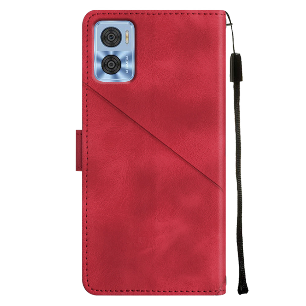 PT005 YB Imprinting Series-6 Stand Shell for Motorola Moto E22 4G E22i 4G Skin Touch Leather Wallet Protective Case PT005 YB Imprinting Series-6 Stand Shell for Motorola Moto E22 4G E22i 4G Skin Touch Leather Wallet Protective Case